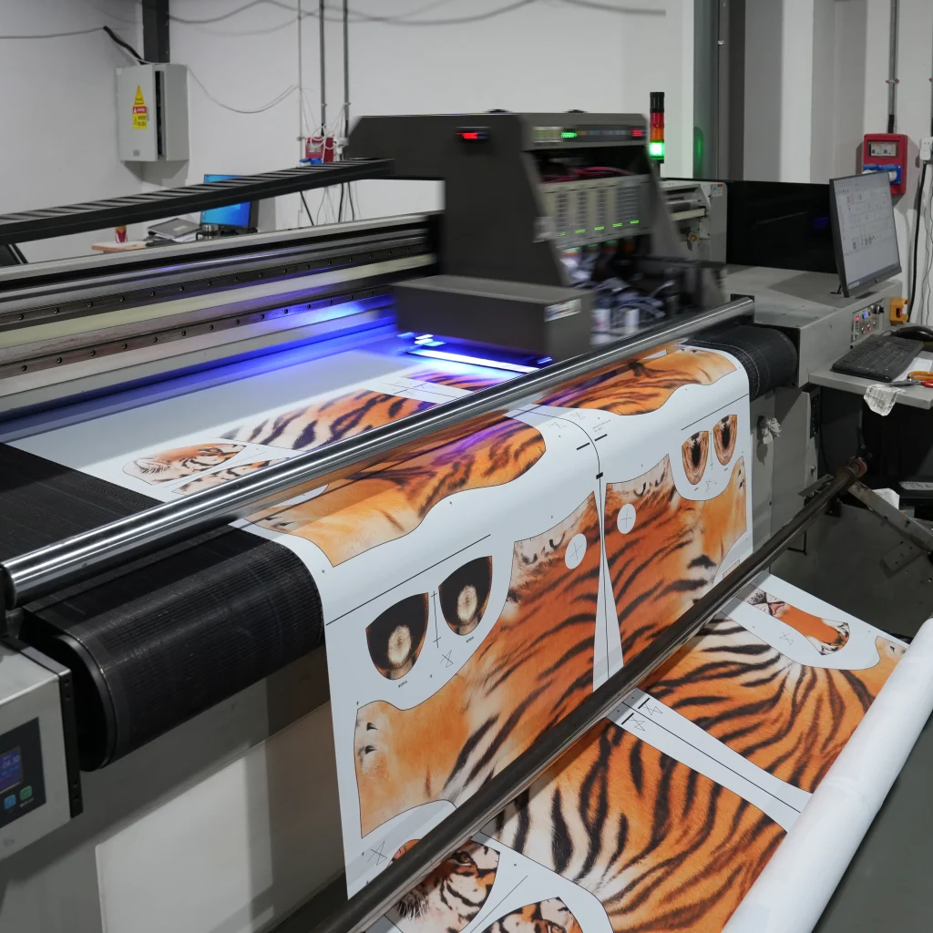 Printing tiger graphics onto inflatable material